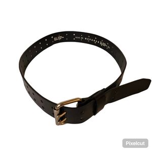 Nevada black manmade leather with silver hardware 1.5" belt size 36